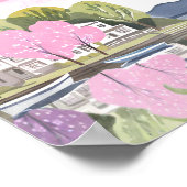 満月ピンクの家のそばの美しい湖 ポスター (角)