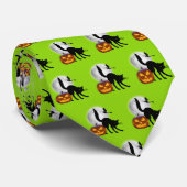 満月ブラック猫が笑顔のジャックハロウィン ネクタイ (ロール)