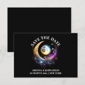 満月ブラック・マゼンタ天空シック セーブザデート (正面/裏面)