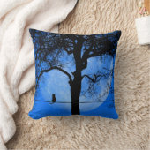 満月ブルーの針金に猫|過去記事 クッション (ブランケット)