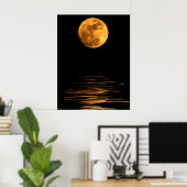 満月プリントの反射 ポスター (ホームオフィス)