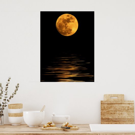 満月プリントの反射 ポスター (キッチン)