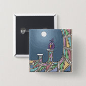 満月ボタン付き紫色のチキバード 缶バッジ (正面&裏面)