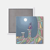 満月マグネット付き紫色のチキバード マグネット (正面/裏面)