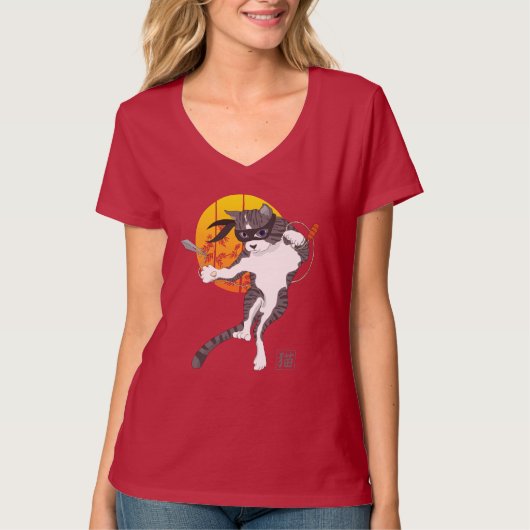 満月ミッション:ネコ忍者Tシャツ Tシャツ (正面)