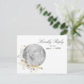 満月ワイルドフラワー金ゴールド水彩RSVP ポストカード (スタンド正面)