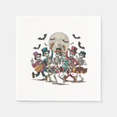 満月下のスケルトンと幽霊踊り スタンダードカクテルナプキン (正面)