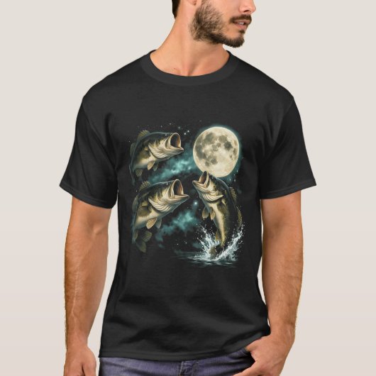 満月下のバス釣り Tシャツ (正面)
