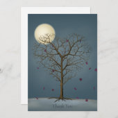 満月下の憂鬱なハート型の木 サンキューカード (正面/裏面)