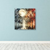 満月下の森の木 キャンバスプリント (インサイチュ (ウッドフロア))