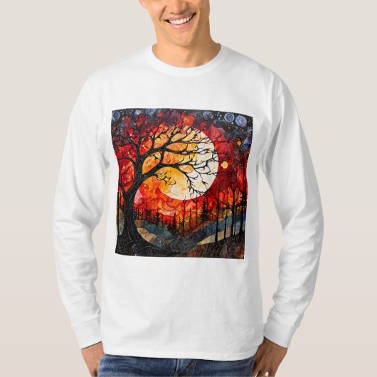 満月下の森の木 Tシャツ (正面)