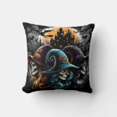 満月不気味の下に集まる魔女 クッション (正面)