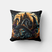 満月不気味の下に魔女が集まる クッション (正面)