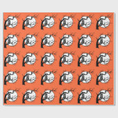 満月不気味の木にフクロウ ラッピングペーパー (フラット)