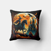満月不気味下で馬に乗る魔女 クッション (裏面)