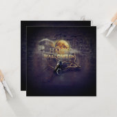 満月不気味大人ハロウィーンのゴシック風の烏 カード (正面/裏面インサイチュ)