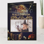 満月不気味大人ハロウィーンのゴシック風の烏 カード (正面)