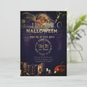 満月不気味大人ハロウィーンのゴシック風の烏 シーズンカード (スタンド正面)