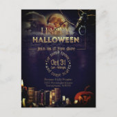 満月不気味大人ハロウィーンのゴシック風の烏 シーズンポストカード (正面)