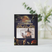 満月不気味大人ハロウィーンのゴシック風の烏 ポストカード (スタンド正面)