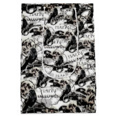 満月不気味大人ハロウィーンのゴシック風の烏 ミディアムペーパーバッグ (裏面)