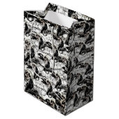 満月不気味大人ハロウィーンのゴシック風の烏 ミディアムペーパーバッグ (裏面アングル)