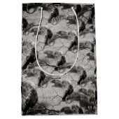 満月不気味大人ハロウィーンのゴシック風の烏 ミディアムペーパーバッグ (正面)