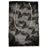 満月不気味大人ハロウィーンのゴシック風の烏 ミディアムペーパーバッグ (正面)