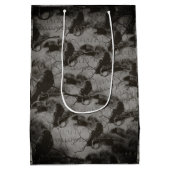 満月不気味大人ハロウィーンのゴシック風の烏 ミディアムペーパーバッグ (裏面)