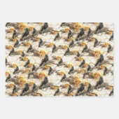 満月不気味大人ハロウィーンのゴシック風の烏 ラッピングペーパーシート (正面)