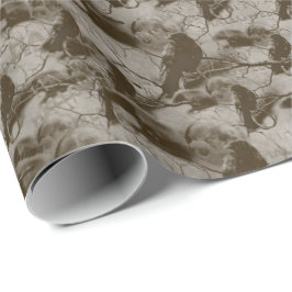 満月不気味大人ハロウィーンのゴシック風の烏 ラッピングペーパー