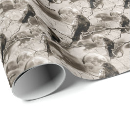 満月不気味大人ハロウィーンのゴシック風の烏 ラッピングペーパー