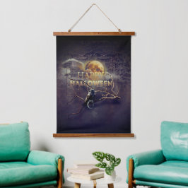 満月不気味大人ハロウィーンのゴシック風の烏 吊り下げ型タペストリー