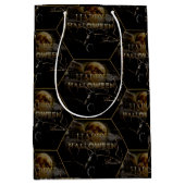 満月不気味大人ハロウィーンMのゴシック風の烏 ミディアムペーパーバッグ (正面)