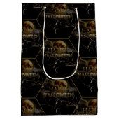 満月不気味大人ハロウィーンMのゴシック風の烏 ミディアムペーパーバッグ (裏面)