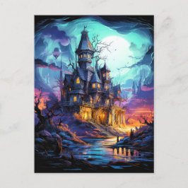 満月不気味幽霊のよく出るの下で暮らす ポストカード