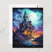 満月不気味幽霊のよく出るの下で暮らす ポストカード (正面/裏面)