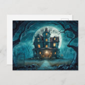 満月不気味幽霊のよく出る下の家 ポストカード (正面/裏面)