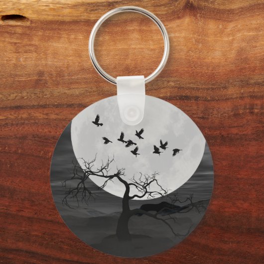 満月不気味飛んでいるに対するラヴェンス キーホルダー (正面)