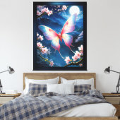 満月中国のの蛾飛んでいるがさくらんぼに咲く キャンバスプリント (インサイチュ (寝室))