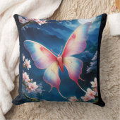 満月中国のの蛾飛んでいるがさくらんぼに咲く クッション (ブランケット)