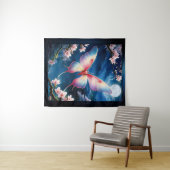 満月中国のの蛾飛んでいるがさくらんぼに咲く タペストリー (インサイチュ(横))