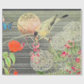 満月包み付き枝鳥紙 ラッピングペーパー (フラット)