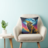 満月威厳のあるの下でオオカミが吠える クッション (椅子)