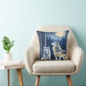 満月威厳のあるの空の下でオオカミ クッション (椅子)