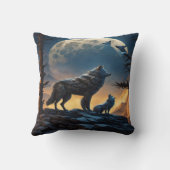 満月威厳のある下の狼。 クッション (裏面)