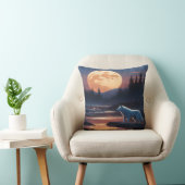 満月威厳のある下の狼 クッション (椅子)