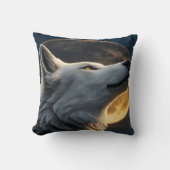 満月威厳のある光の下のオオカミ クッション (正面)