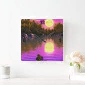 満月昇り スクエア壁時計 (ホーム)