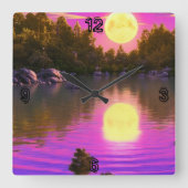 満月昇り スクエア壁時計 (正面)